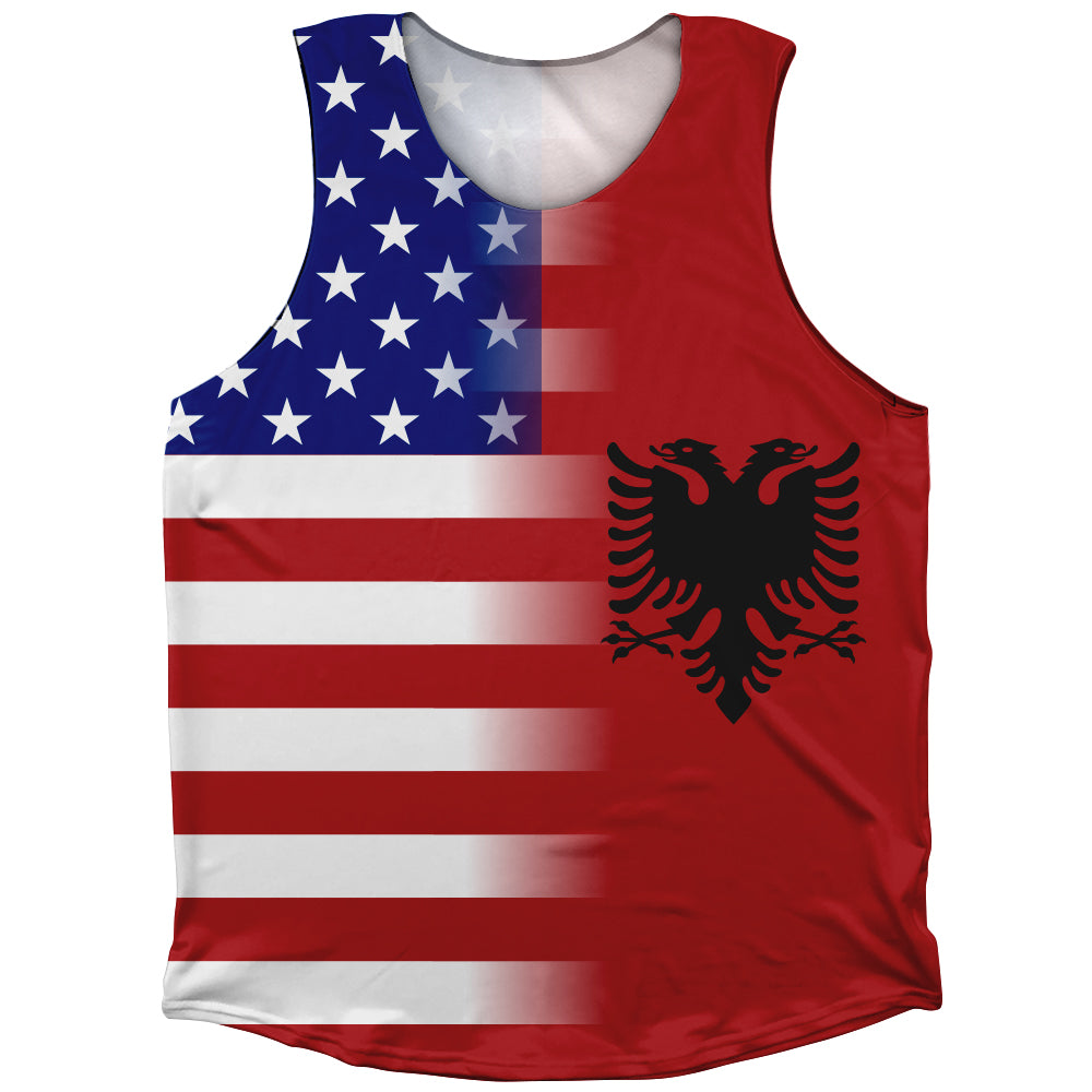 American Flag And Albania Flag Combination Athletic Tank Top