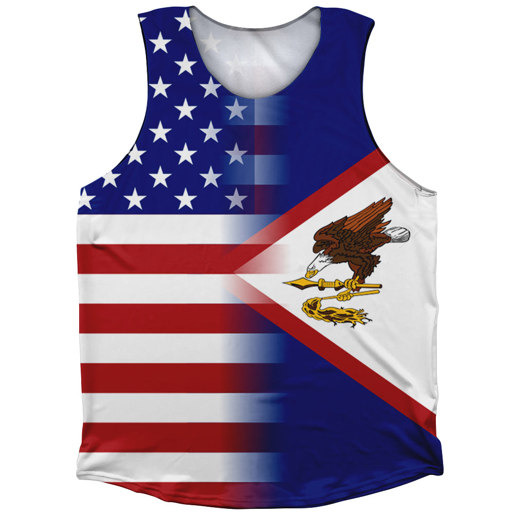 American Flag And American Samoa Flag Combination Athletic Tank Top