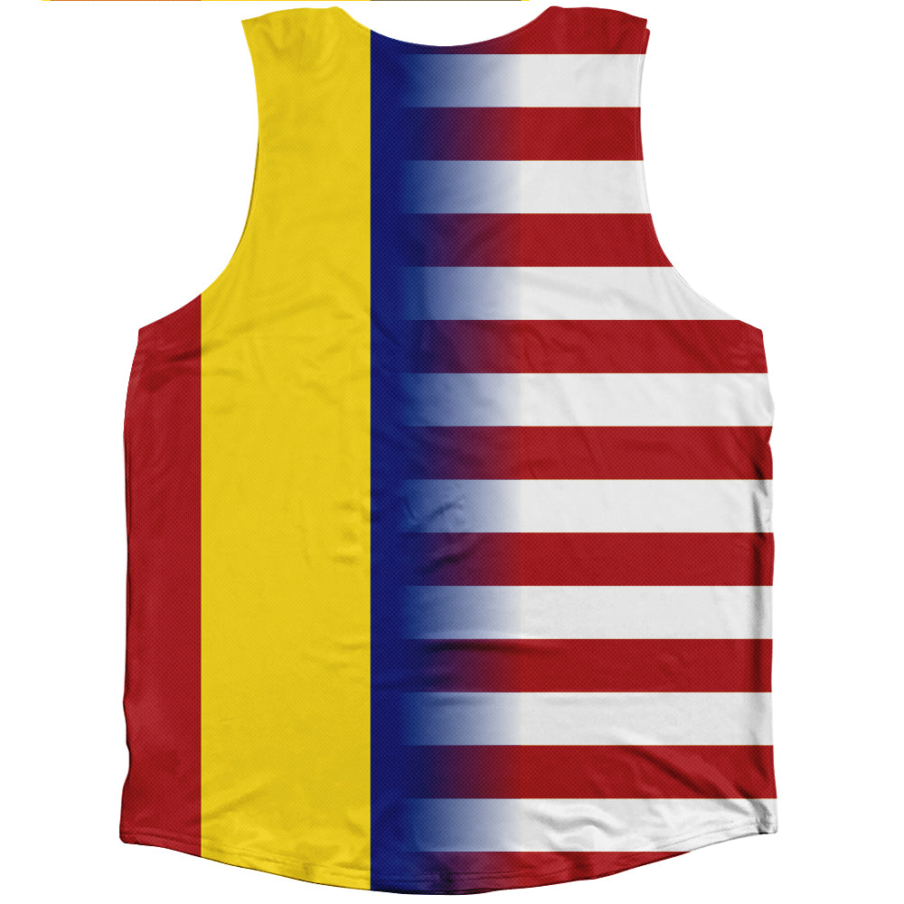 American Flag And Andorra Flag Combination Athletic Tank Top