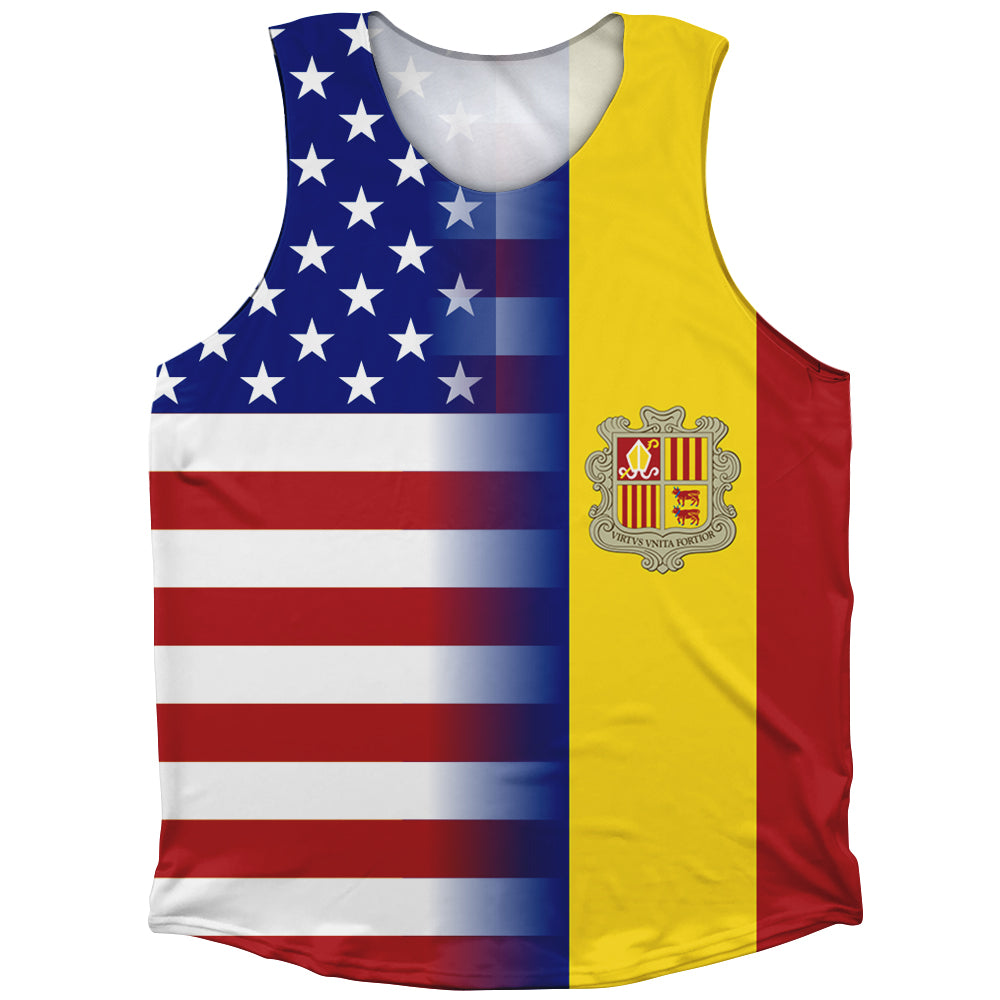 American Flag And Andorra Flag Combination Athletic Tank Top