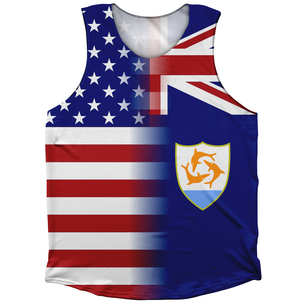 American Flag And Anguilla Flag Combination Athletic Tank Top