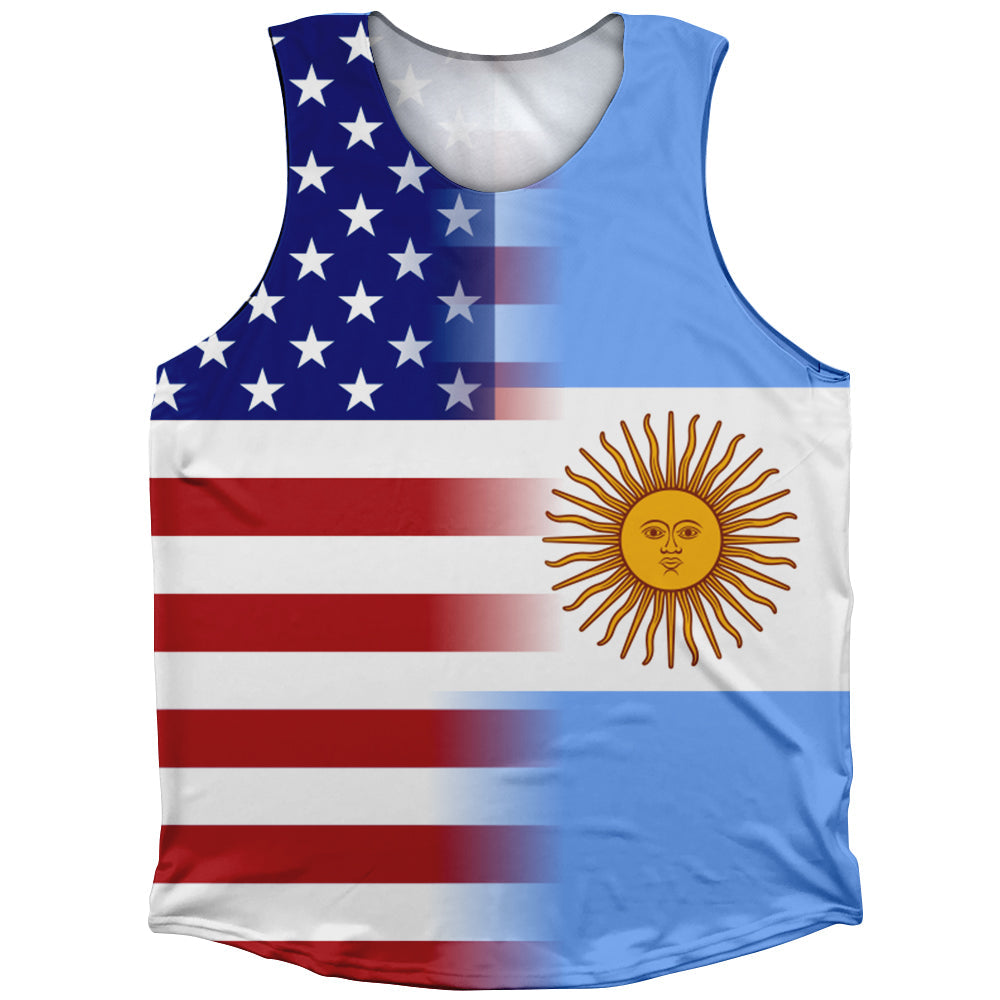 American Flag And Argentina Flag Combination Athletic Tank Top