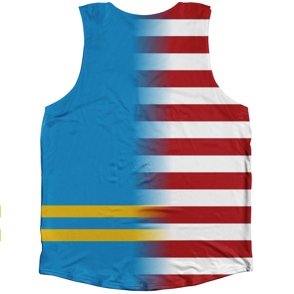 American Flag And Aruba Flag Combination Athletic Tank Top