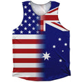 American Flag And Australia Flag Combination Athletic Tank Top