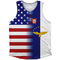 American Flag And Azores Flag Combination Athletic Tank Top