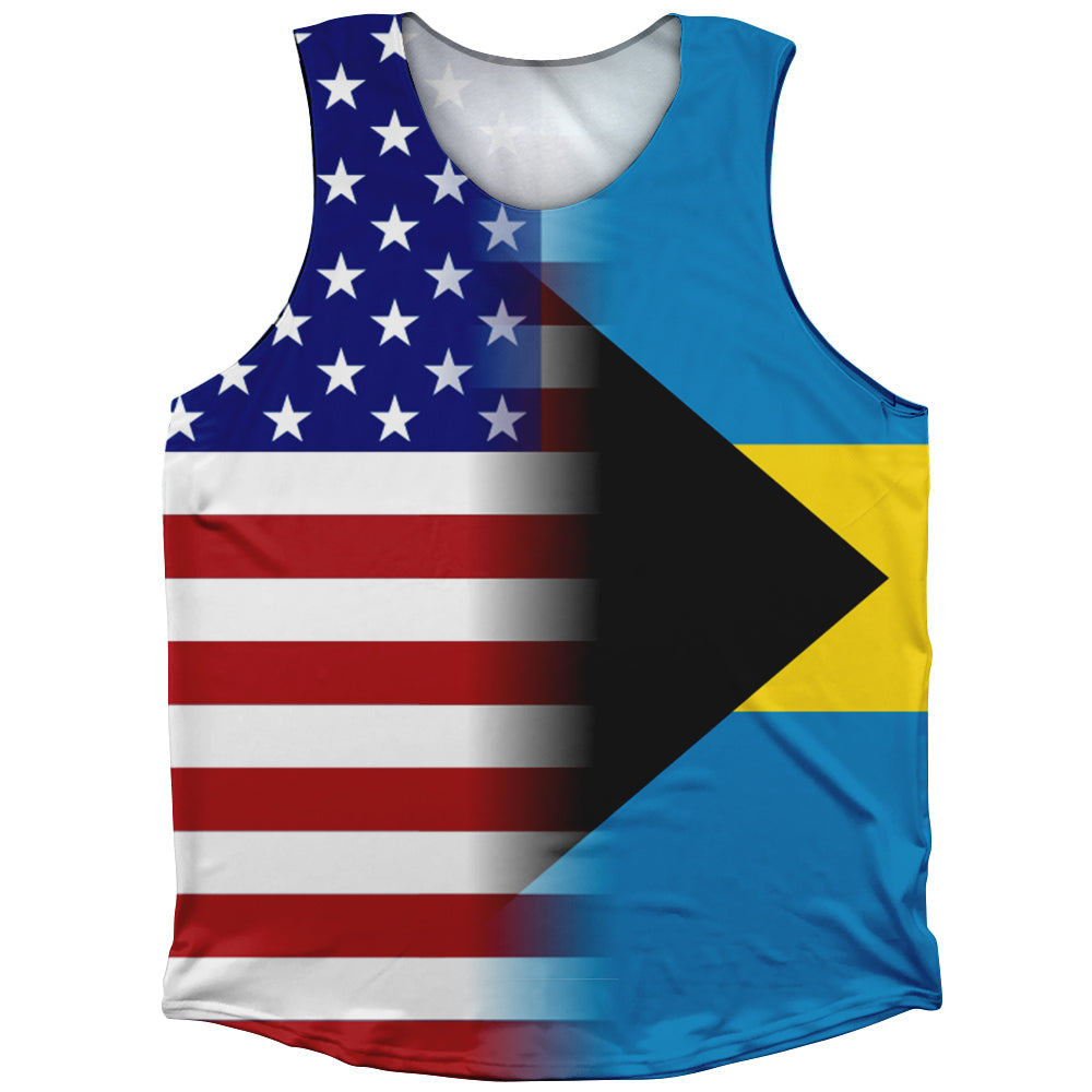 American Flag And Bahamas Flag Combination Athletic Tank Top