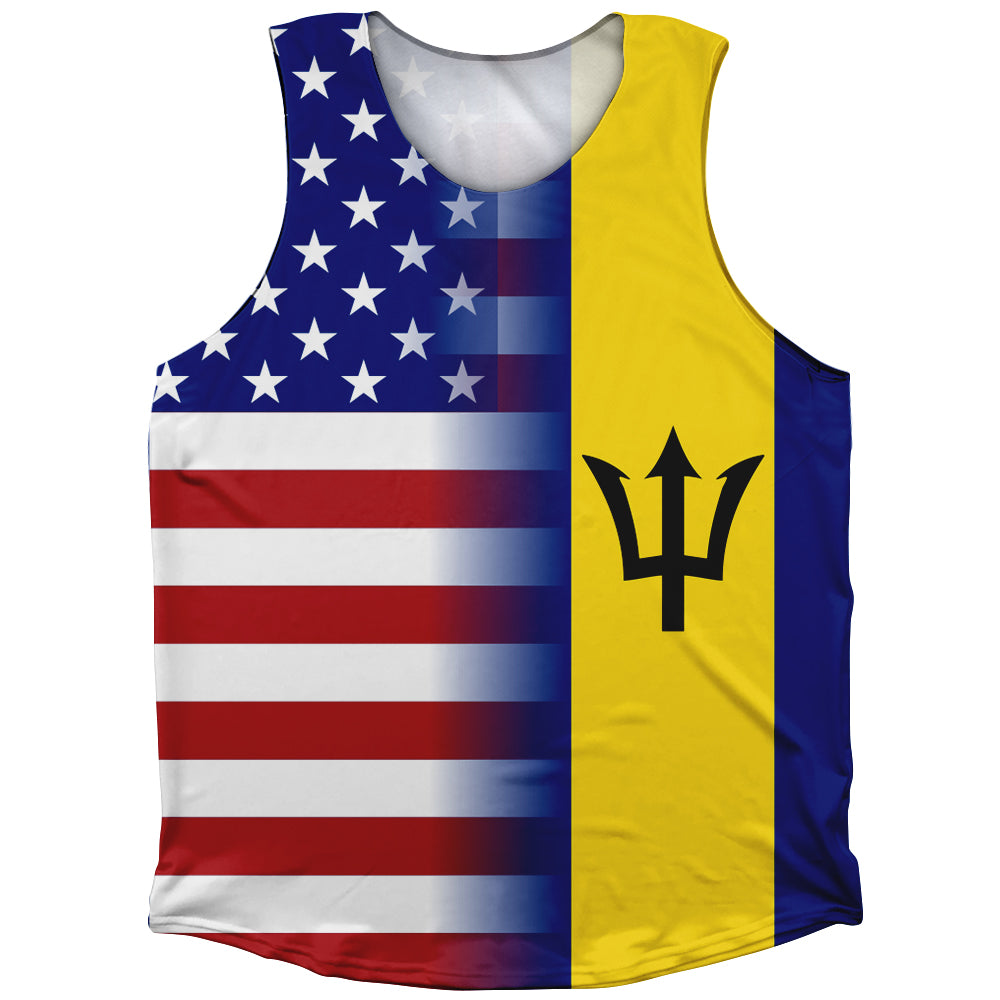 American Flag And Barbados Flag Combination Athletic Tank Top
