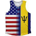American Flag And Barbados Flag Combination Athletic Tank Top