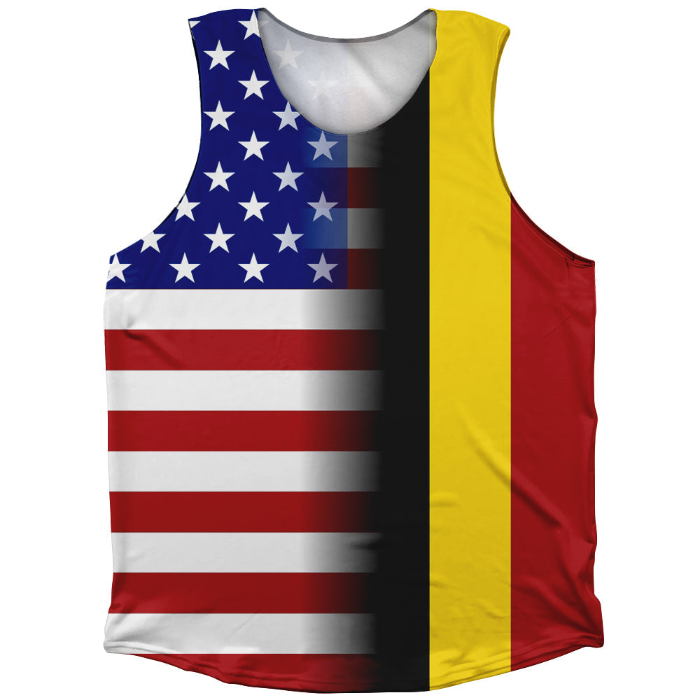 American Flag And Belgium Flag Combination Athletic Tank Top
