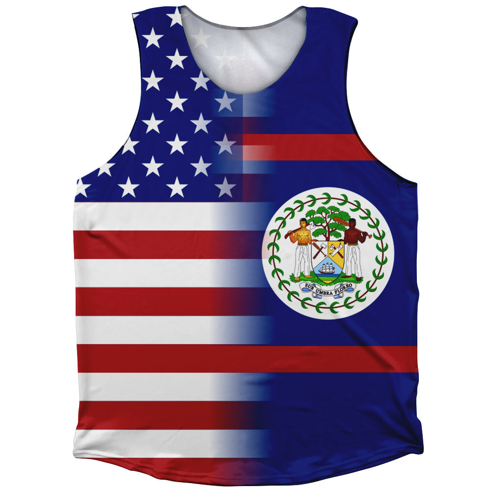 American Flag And Belize Flag Combination Athletic Tank Top