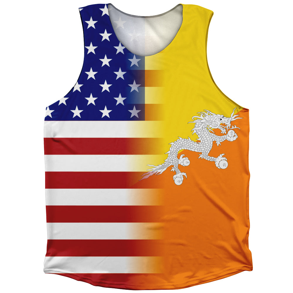 American Flag And Bhutan Flag Combination Athletic Tank Top