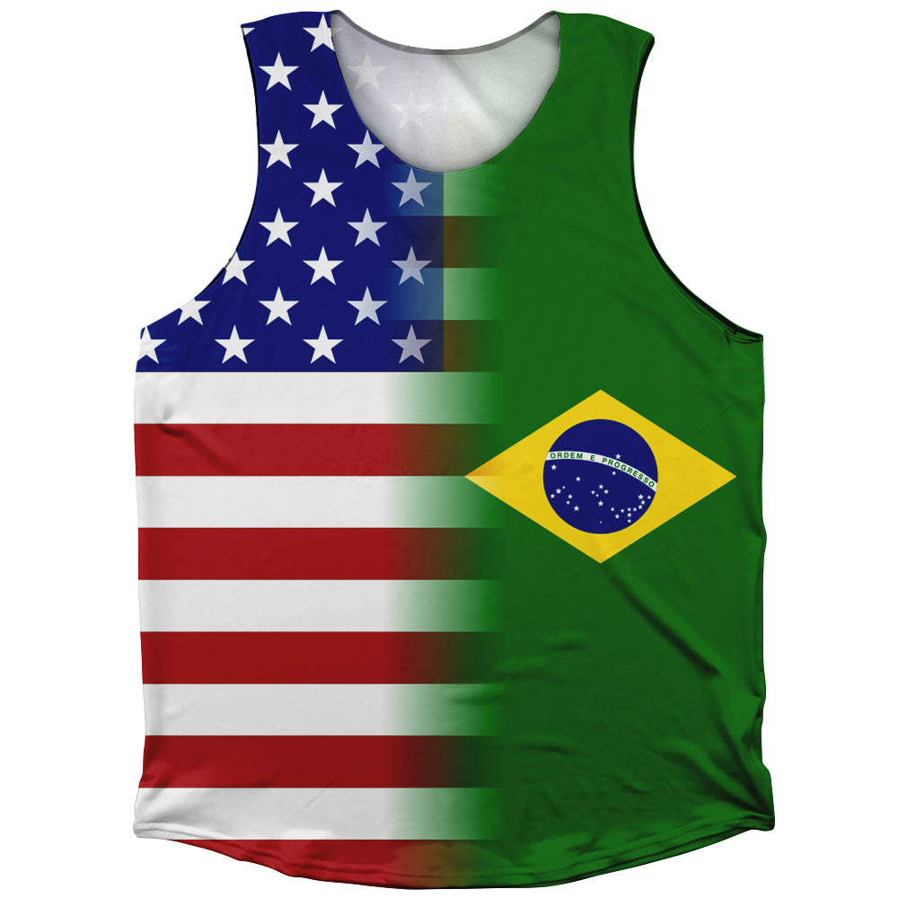 American Flag And Brazil Flag Combination Athletic Tank Top