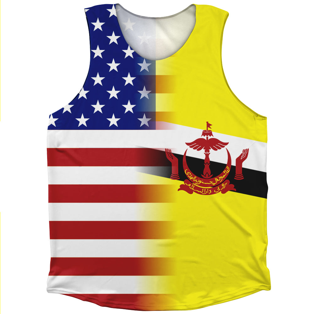 American Flag And Brunei Flag Combination Athletic Tank Top