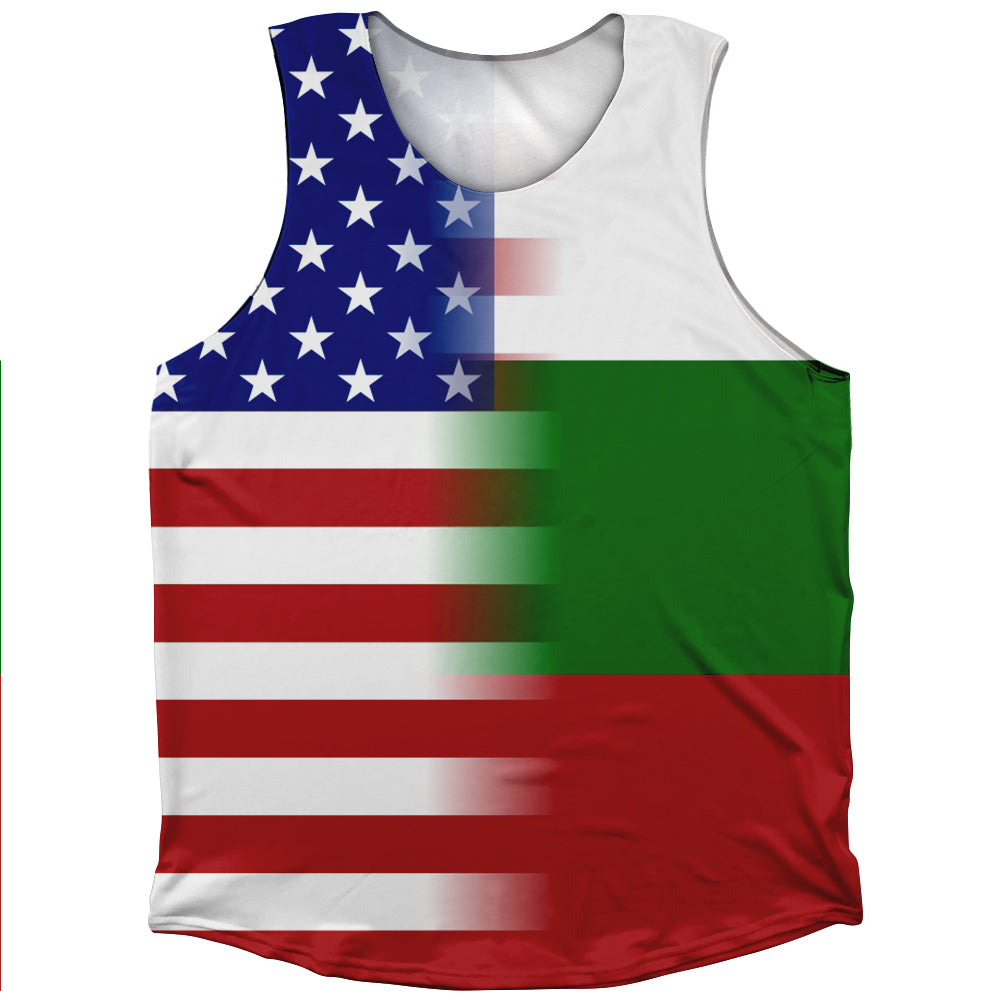 American Flag And Bulgaria Flag Combination Athletic Tank Top