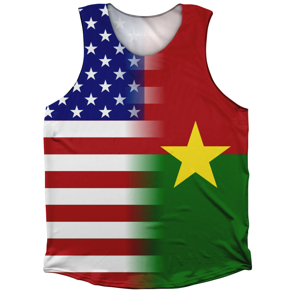 American Flag And Burkina Faso Flag Combination Athletic Tank Top