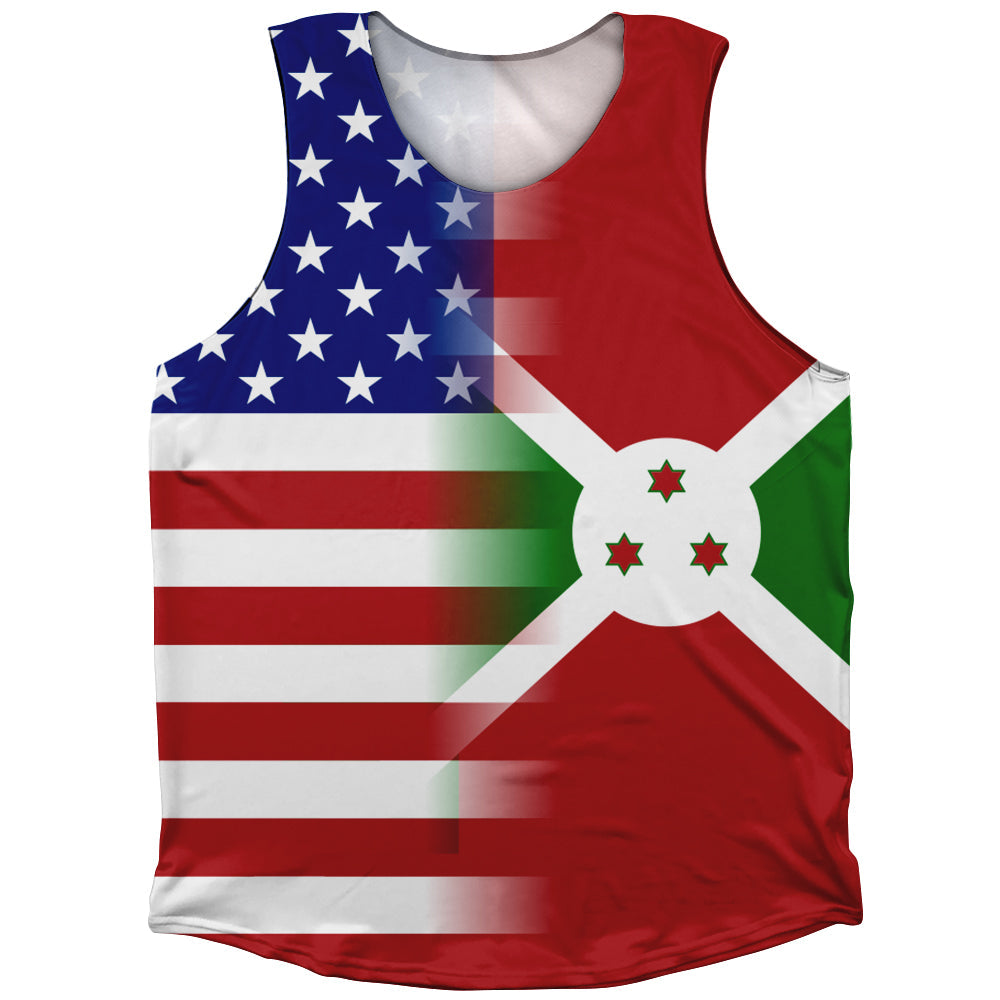 American Flag And Burundi Flag Combination Athletic Tank Top