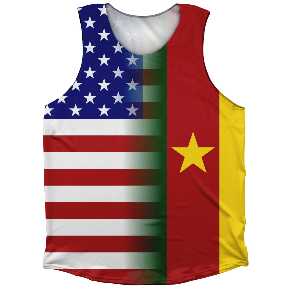 American Flag And Cameroon Flag Combination Athletic Tank Top