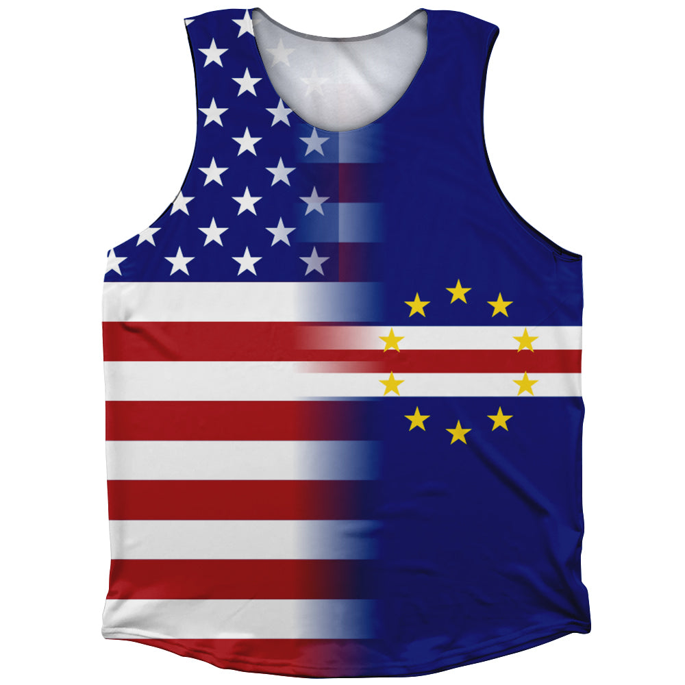 American Flag And Cape Verde Flag Combination Athletic Tank Top