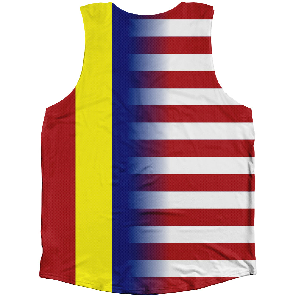 American Flag And Chad Flag Combination Athletic Tank Top