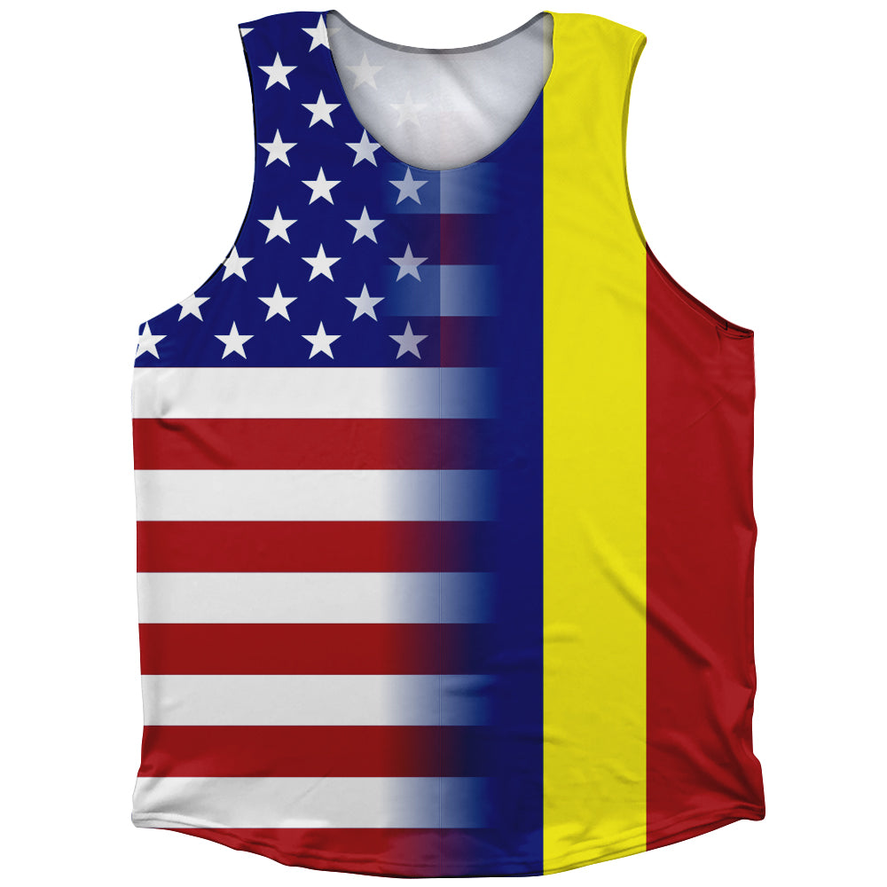 American Flag And Chad Flag Combination Athletic Tank Top