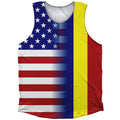American Flag And Chad Flag Combination Athletic Tank Top