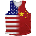 American Flag And China Flag Combination Athletic Tank Top