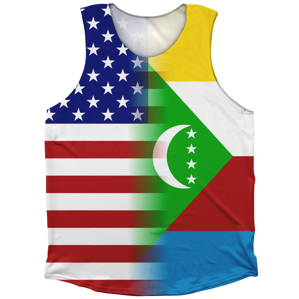 American Flag And Comoros Flag Combination Athletic Tank Top