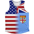 American Flag And Fiji Flag Combination Athletic Tank Top