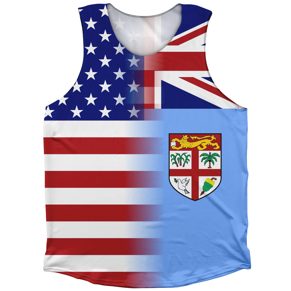 American Flag And Fiji Flag Combination Athletic Tank Top