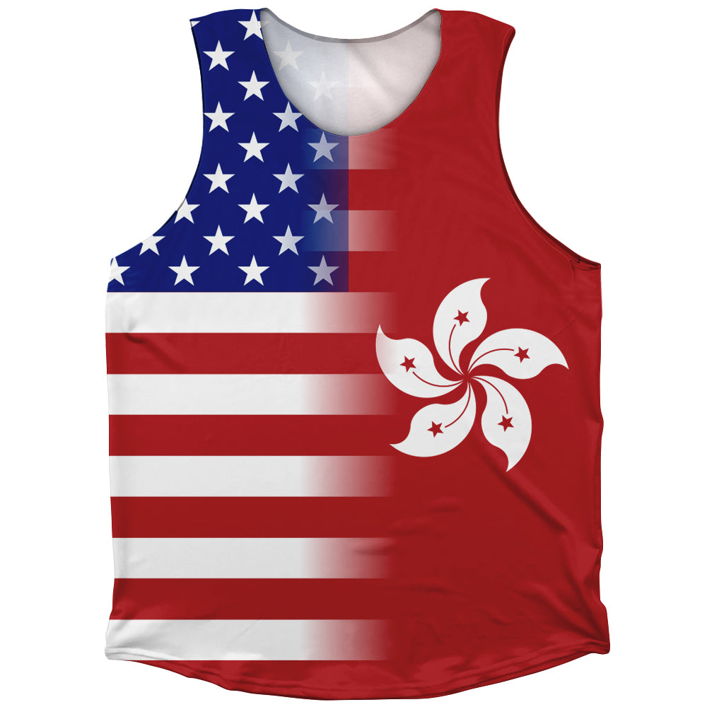 American Flag And Hong Kong Flag Combination Athletic Tank Top