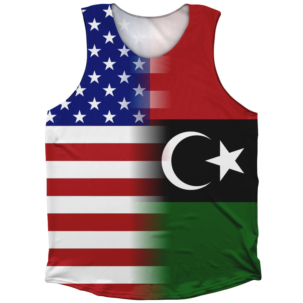 American Flag And Libya Flag Combination Athletic Tank Top