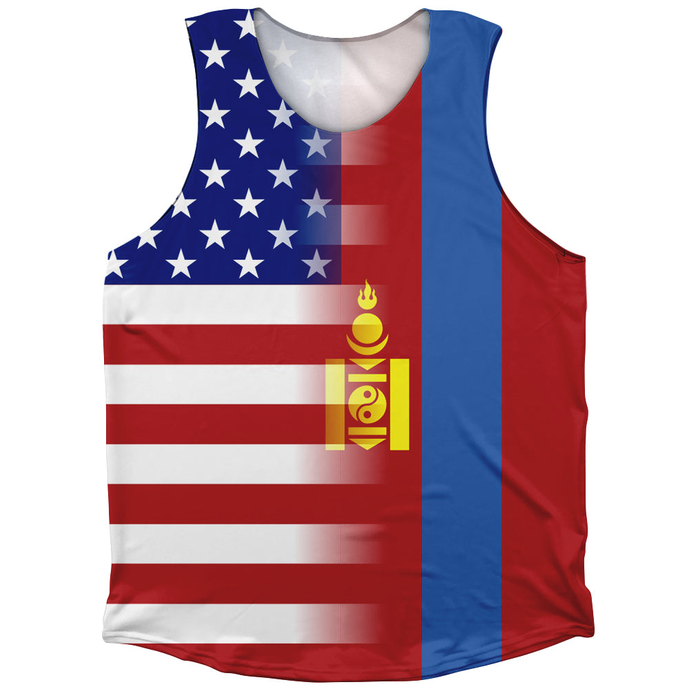 American Flag And Mongolia Flag Combination Athletic Tank Top
