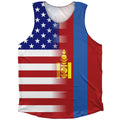 American Flag And Mongolia Flag Combination Athletic Tank Top