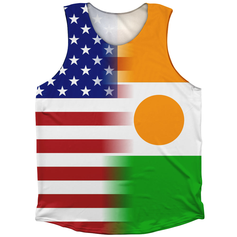 American Flag And Niger Flag Combination Athletic Tank Top