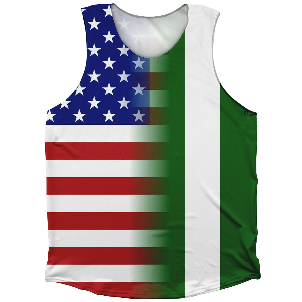 American Flag And Nigeria Flag Combination Athletic Tank Top