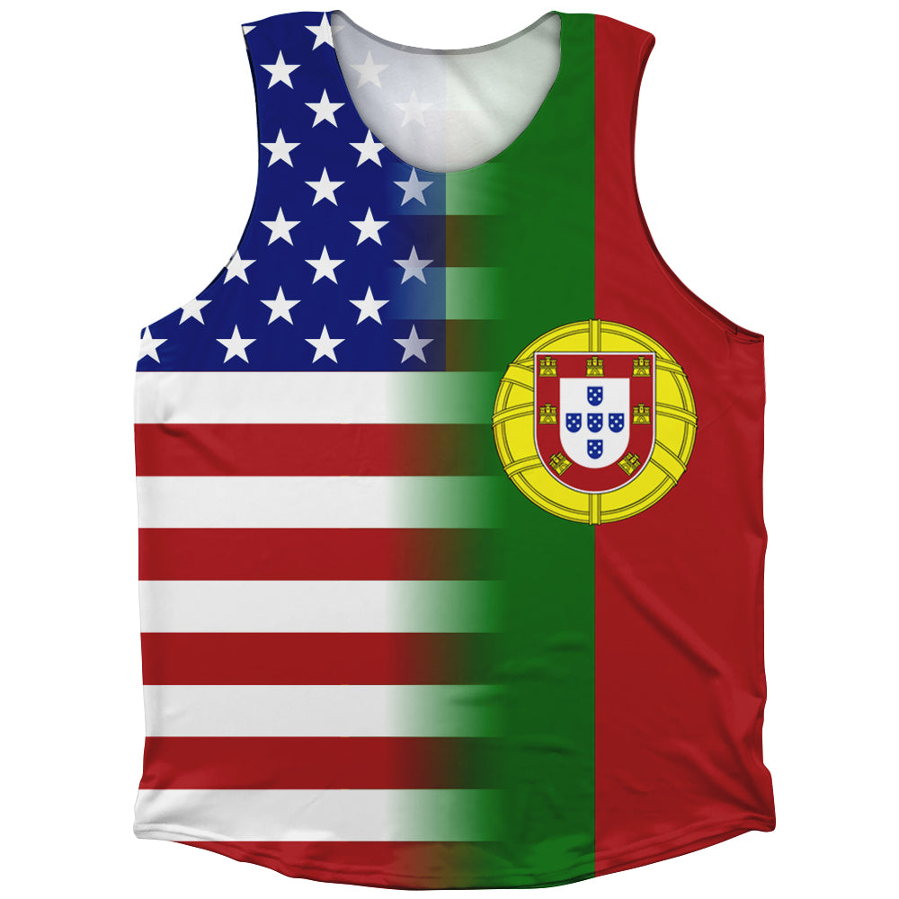 American Flag And Portugal Flag Combination Athletic Tank Top