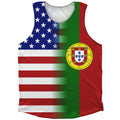 American Flag And Portugal Flag Combination Athletic Tank Top