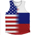 American Flag And Russia Flag Combination Athletic Tank Top