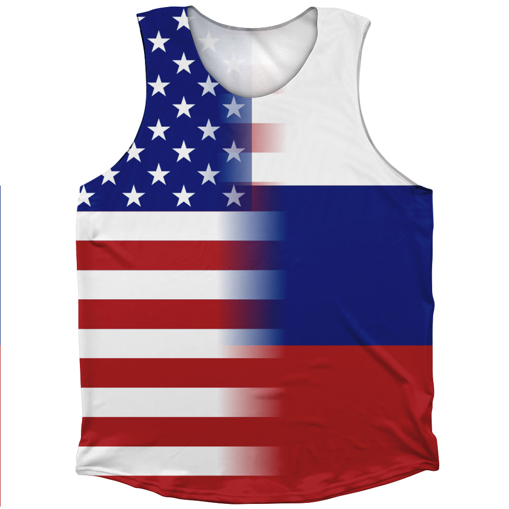 American Flag And Russia Flag Combination Athletic Tank Top