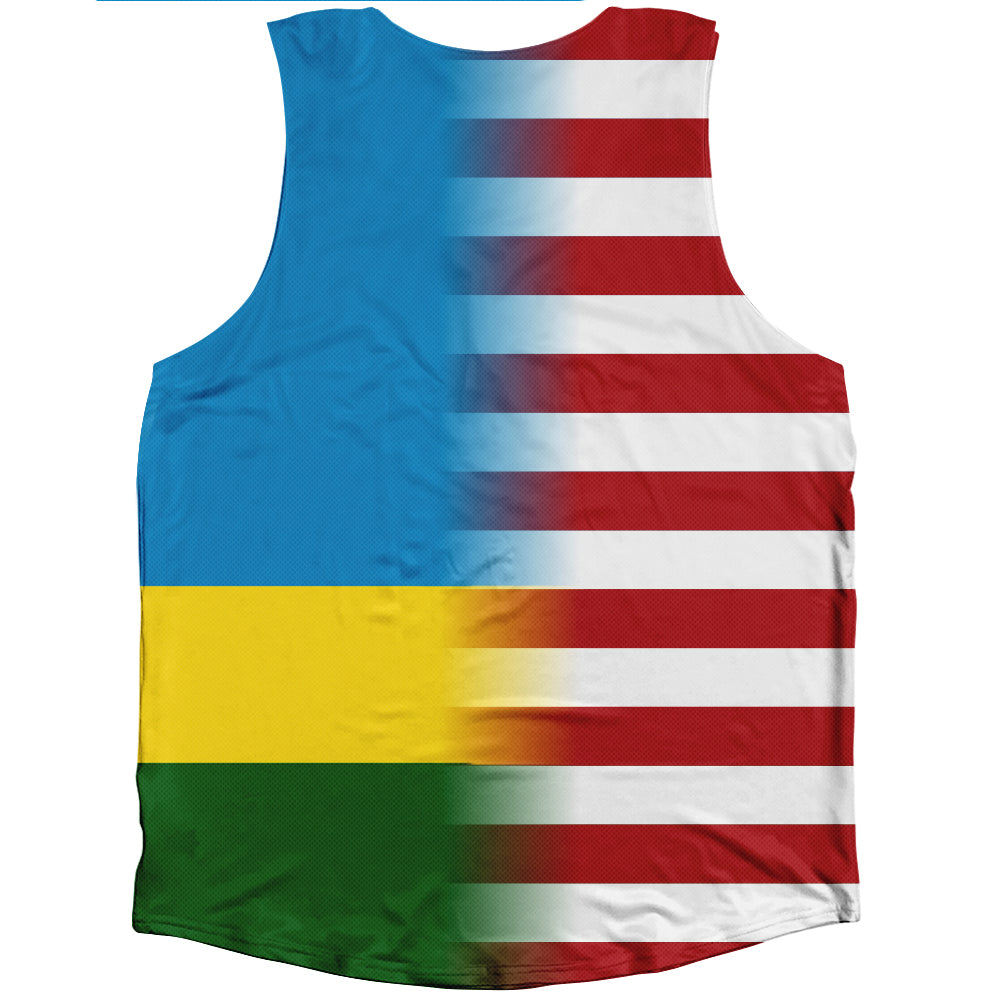 American Flag And Rwanda Flag Combination Athletic Tank Top