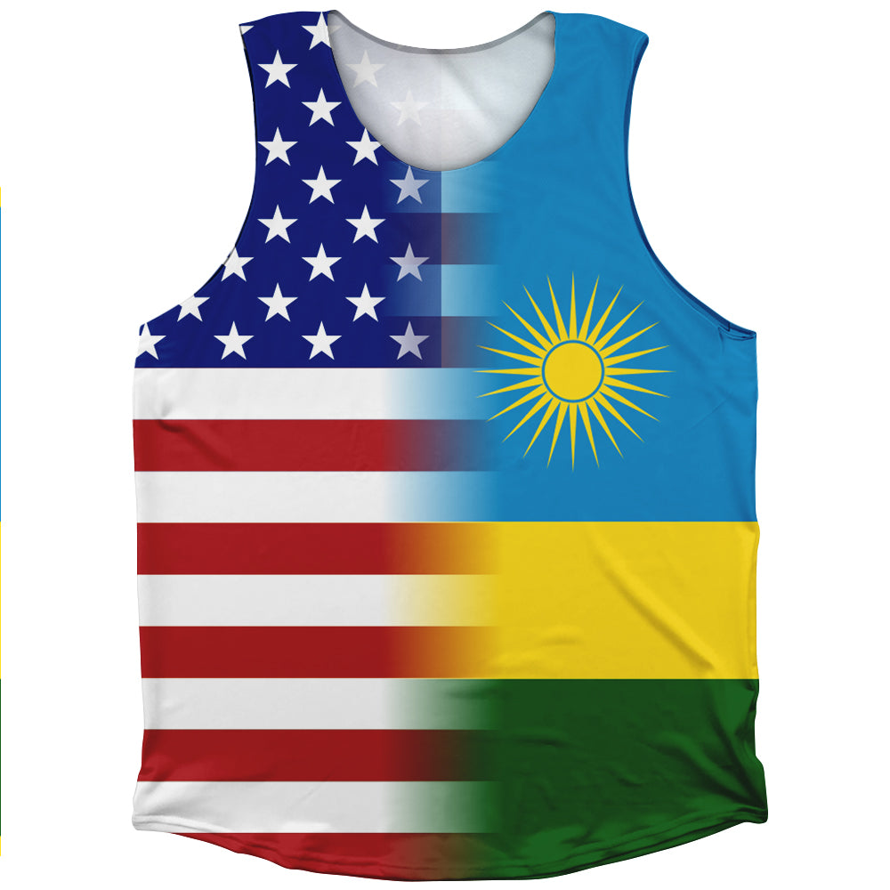 American Flag And Rwanda Flag Combination Athletic Tank Top