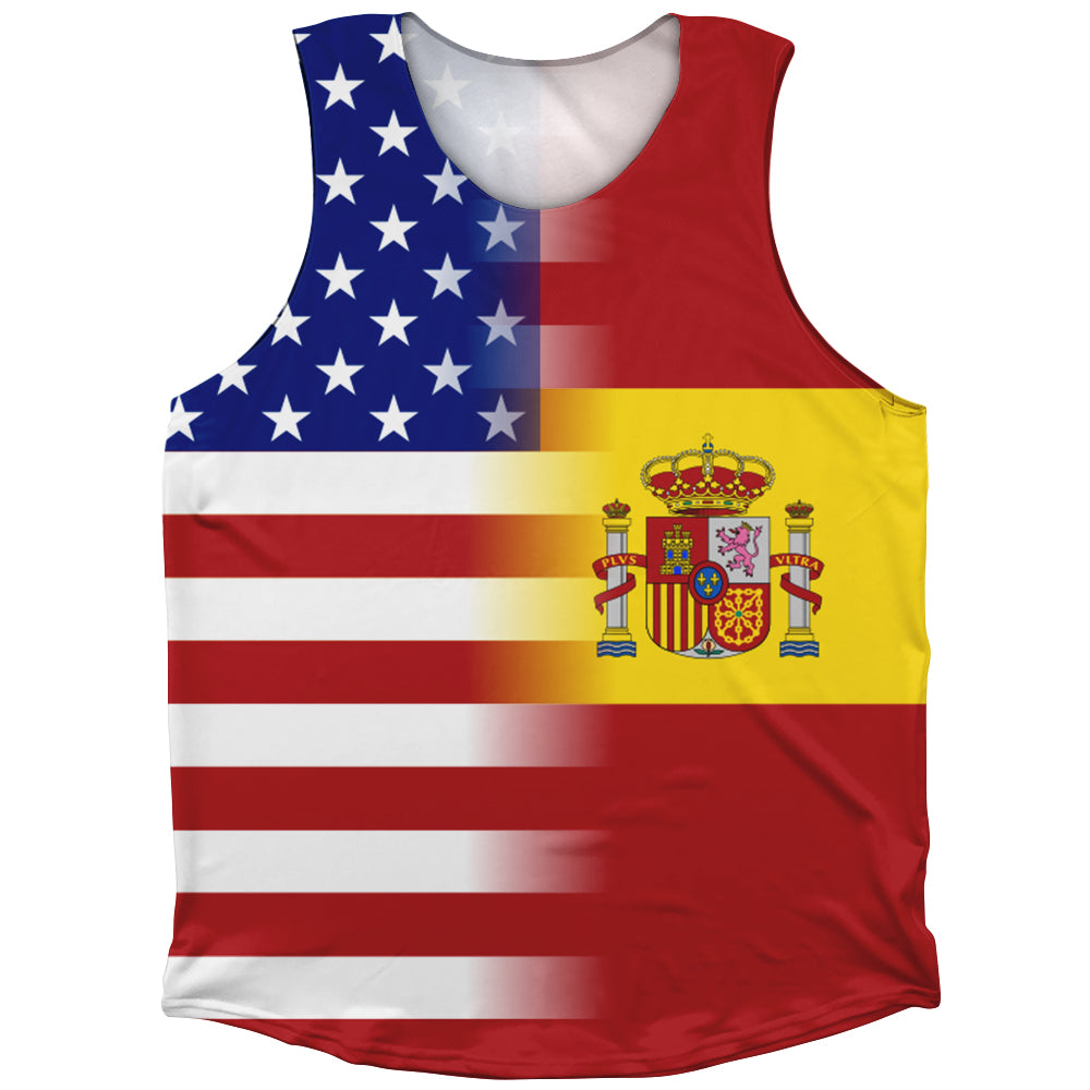 American Flag And Spain Flag Combination Athletic Tank Top