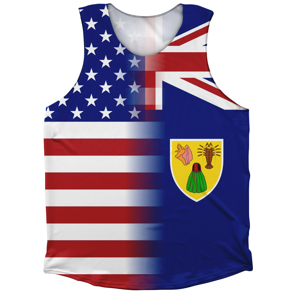 American Flag And Turks And Caicos Flag Combination Athletic Tank Top