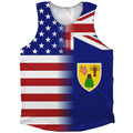 American Flag And Turks And Caicos Flag Combination Athletic Tank Top
