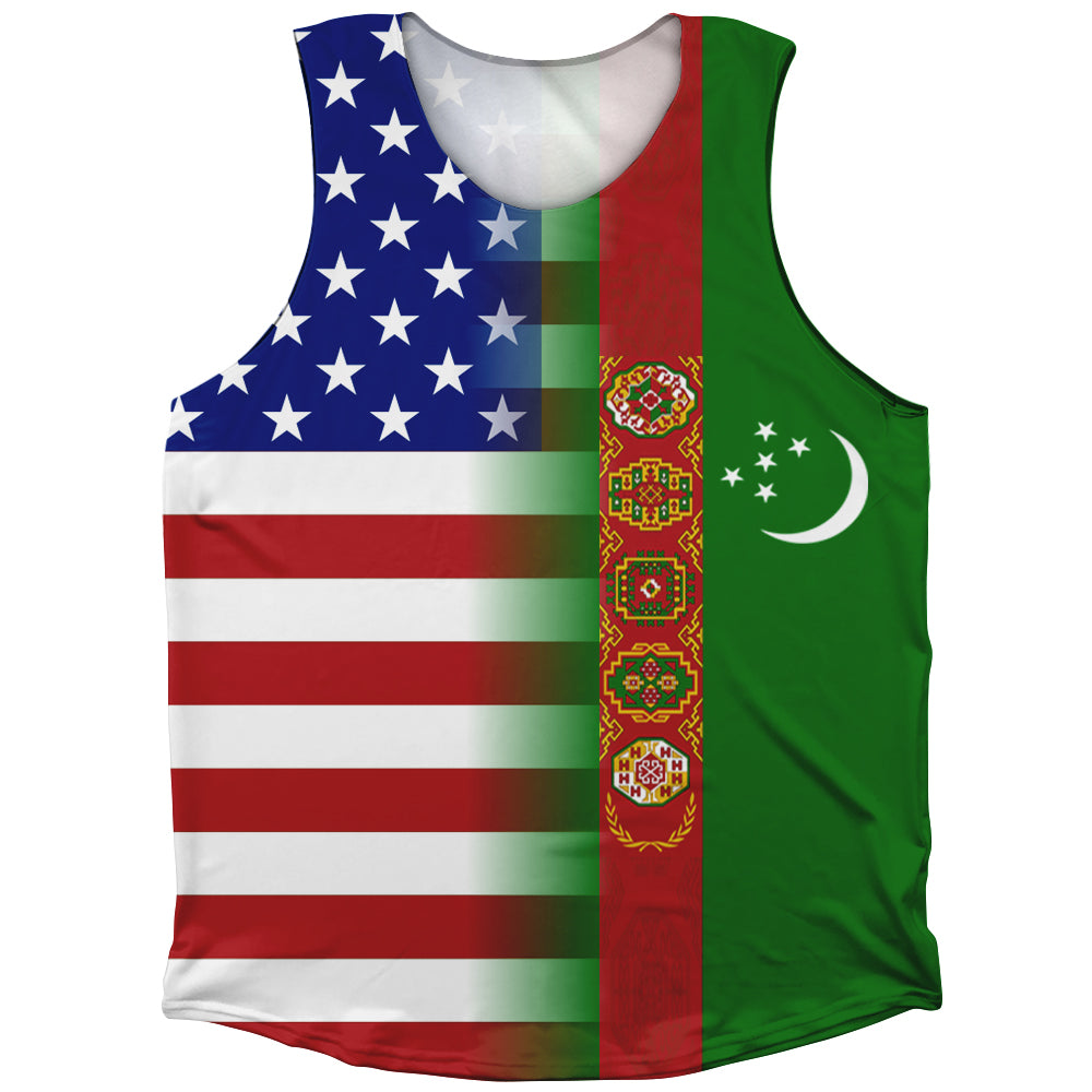 American Flag And Turmenistan Flag Combination Athletic Tank Top