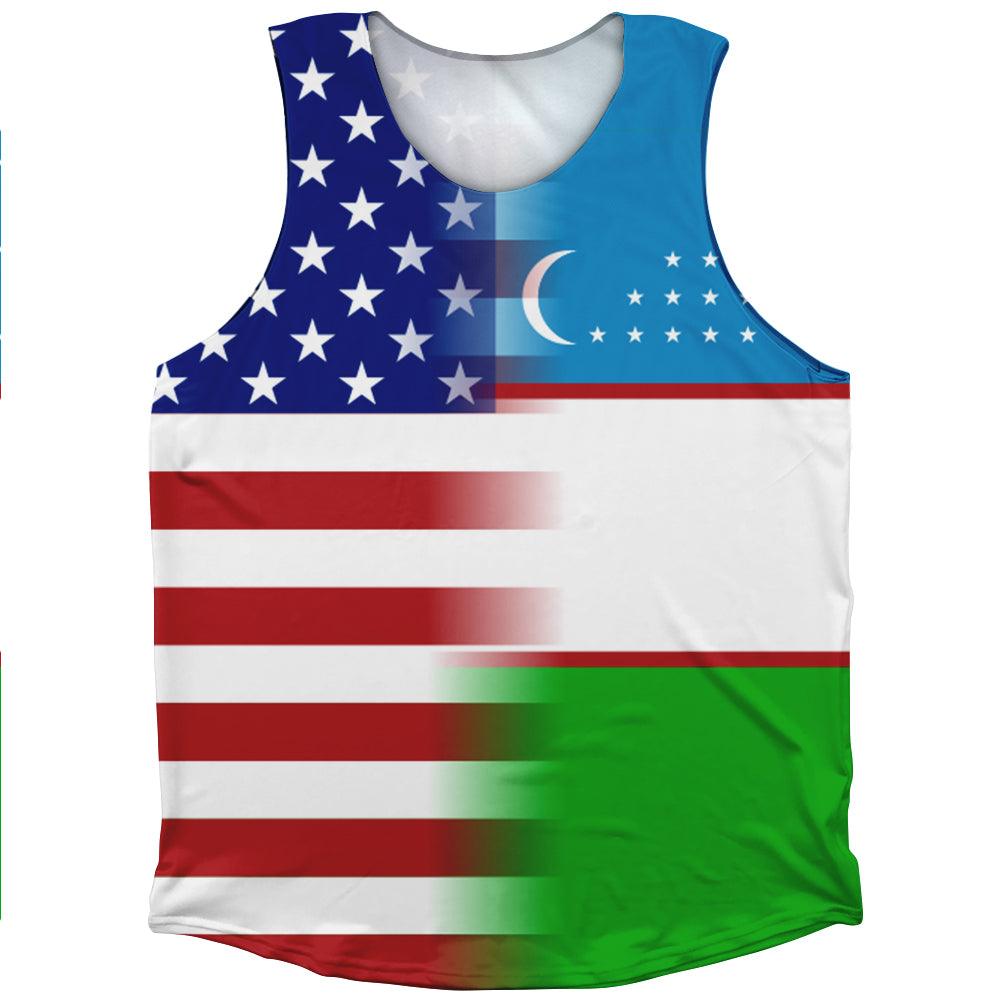 American Flag And Uzbekistan Flag Combination Athletic Tank Top