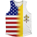 American Flag And Vatican Flag Combination Athletic Tank Top