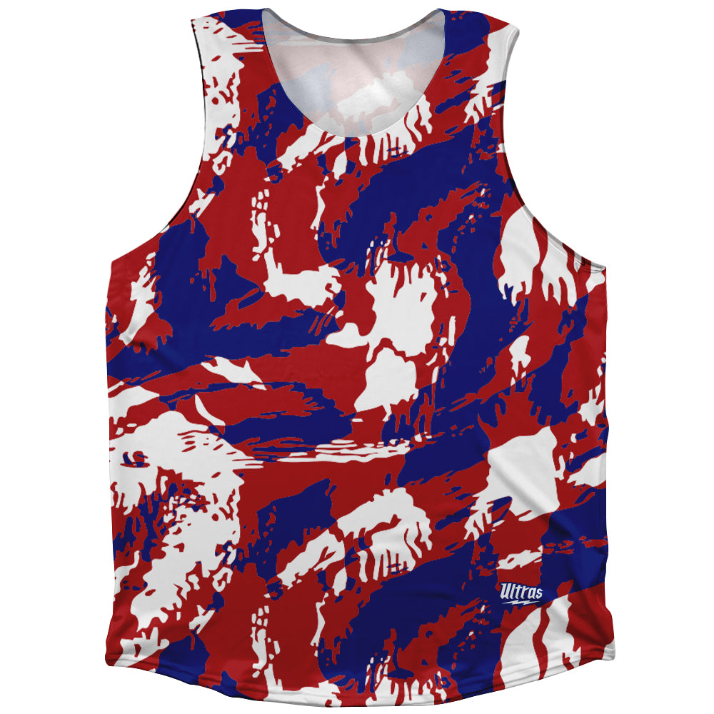 USA Red White and Blue Castle Camo Athletic Tank Top Made In USA